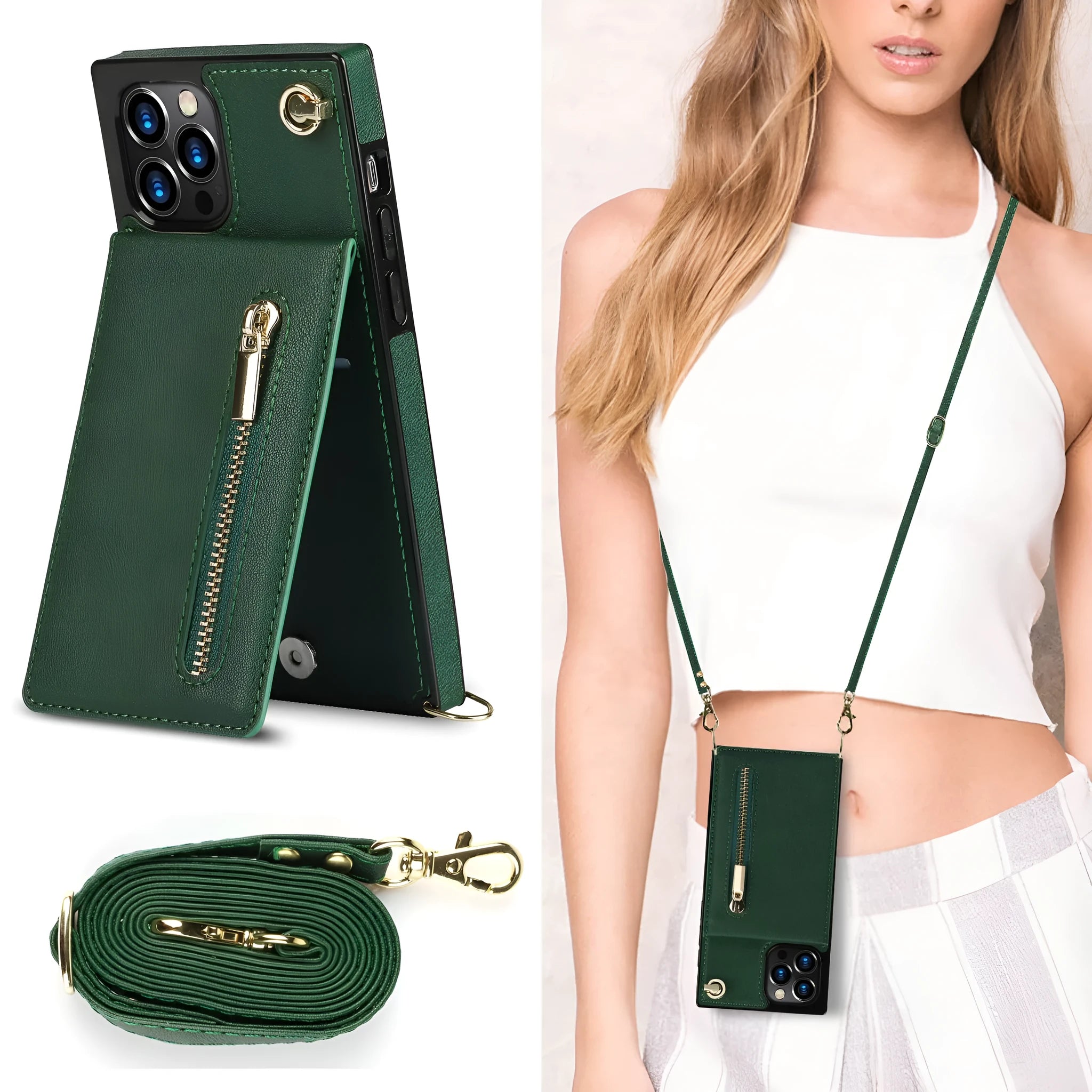 A solid-colour leather and TPU mobile phone case for an iPhone or Samsung Galaxy smartphone.