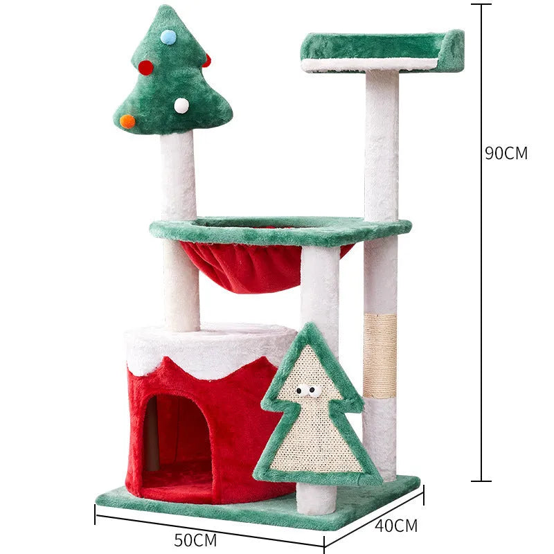 Cat scratch integrated toy with Christmas colour matching and density plate construction