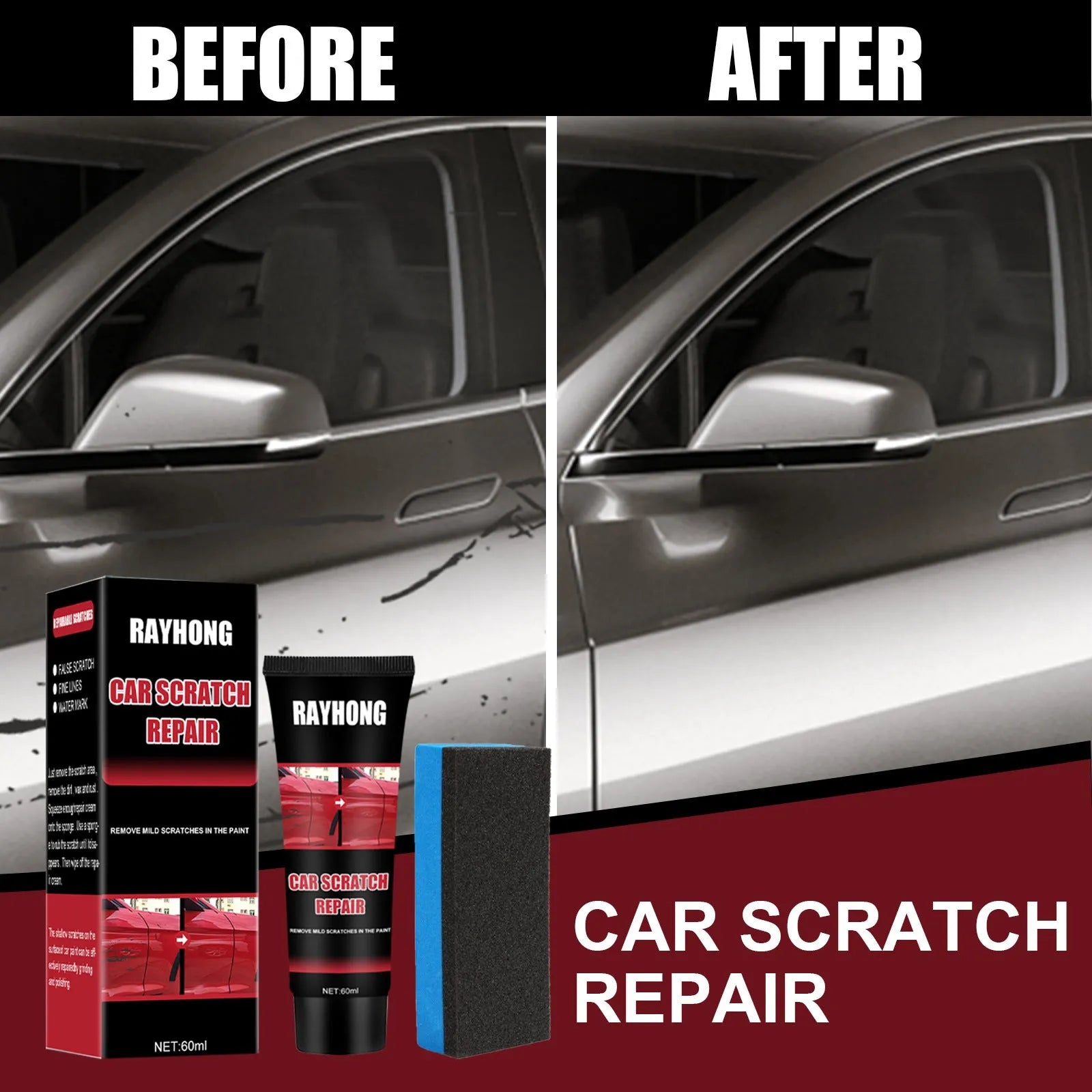60ml car scratch repair wax kit with applicator for paint surface maintenance