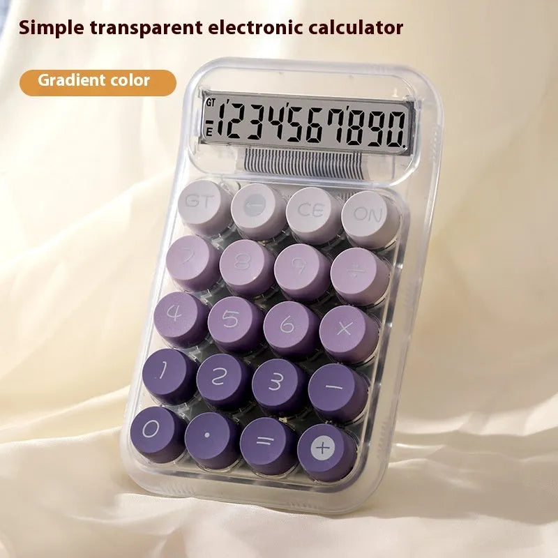 Mechanical keyboard calculator with gradient colour design in blue, green, pink, or purple options