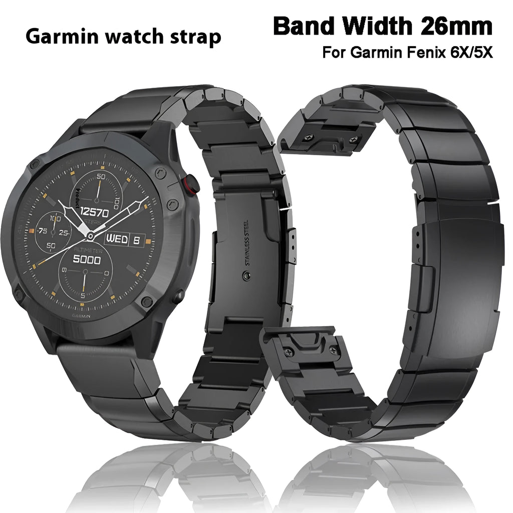 Stainless steel Garmin Fenix watch band in multiple colours and sizes
