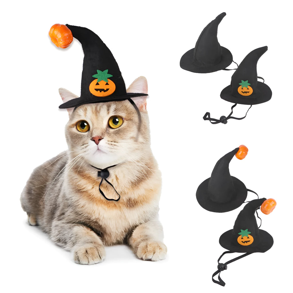 Halloween cat hat in pumpkin smiling face design made from embossed cloth with free-size fitting