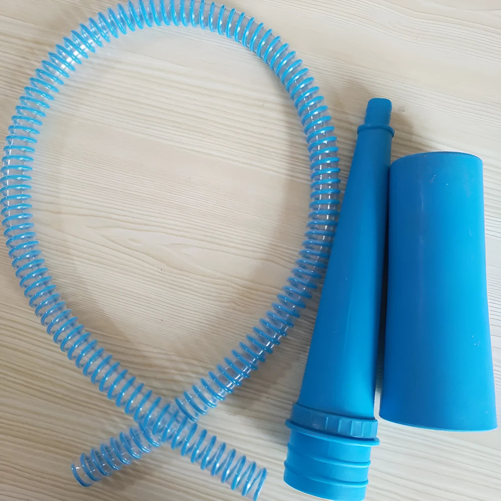 Blue plastic suction pipe washing machine cleaner tool with 114cm length and round head for drum filter maintenance