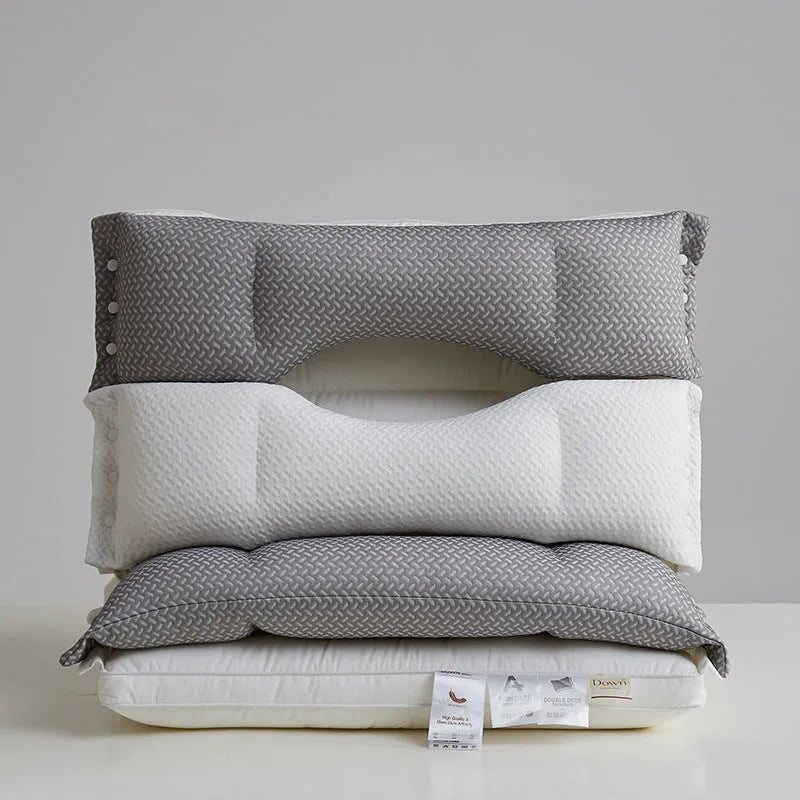 Double-layer cervical support pillow, 40x60cm, chemical fibre, low medium or high loft, adult household sleeping pillow