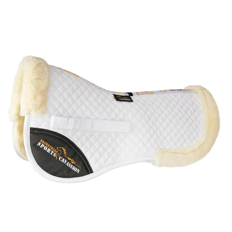 Equestrian wool saddle pad for shock absorption in black, navy blue, white or wine red