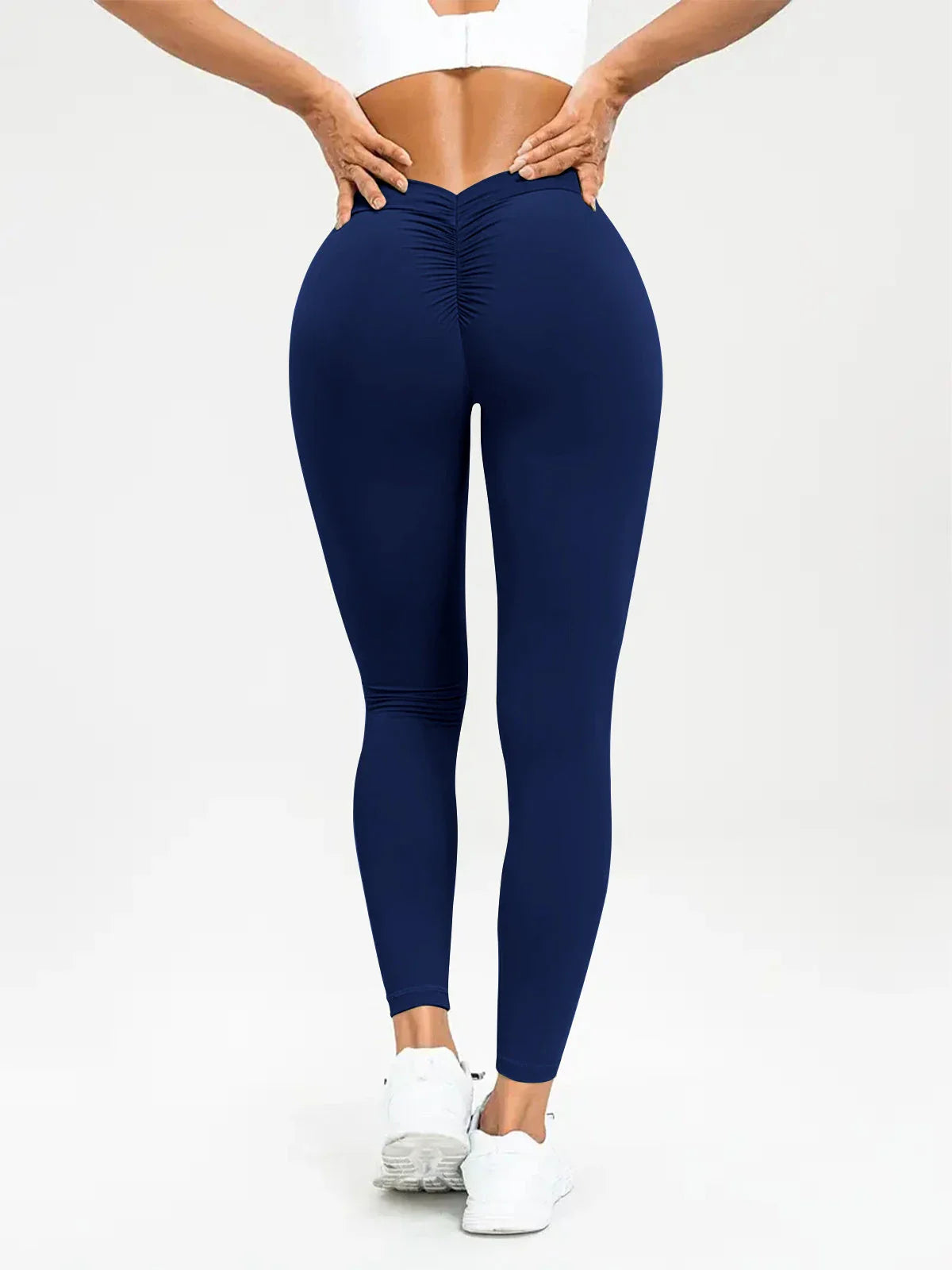 Women's high-waist yoga pants made of premium polyester fabric with a slimming, flattering design