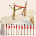 Bamboo Man wooden fighting game set with yellow table, two bamboo men, and iron weapons for children aged 4-14