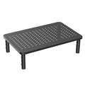 Black iron mesh height adjustable desktop rack for computer monitor and notebook, 370x235x140mm with anti-slip surface