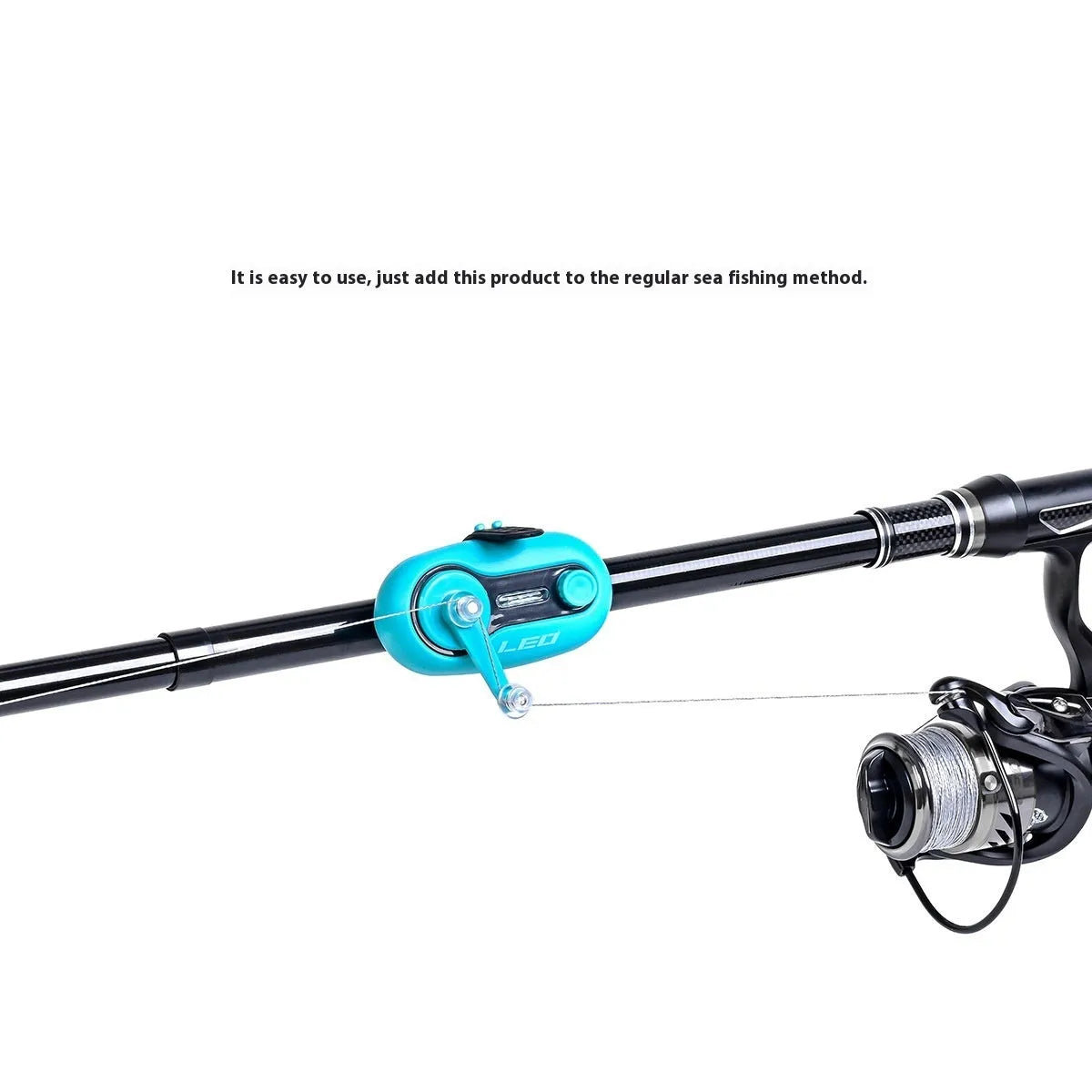 Fishing rod alarm with LED light and telescopic mount in blue rocker style