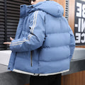 Men's loose padded down jacket in gray, green, black, khaki, or blue, sizes M to 5XL