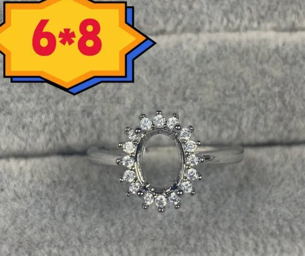 Korean style oval ring with open mouth design showing 6x8mm five-pointed star electroplated ornament