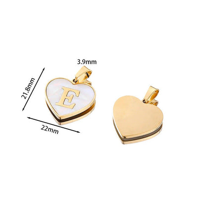 A personalized heart-shaped necklace with a 26-letter charm, crafted from high-quality stainless steel and gold plating.