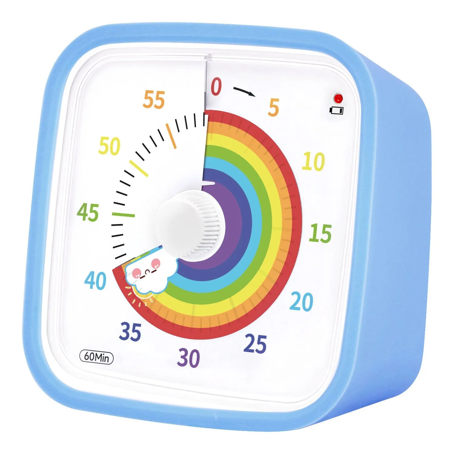 Anti-fall cartoon children's mute timer alarm clock with plastic shell, 10x10x6cm, rainbow lens design