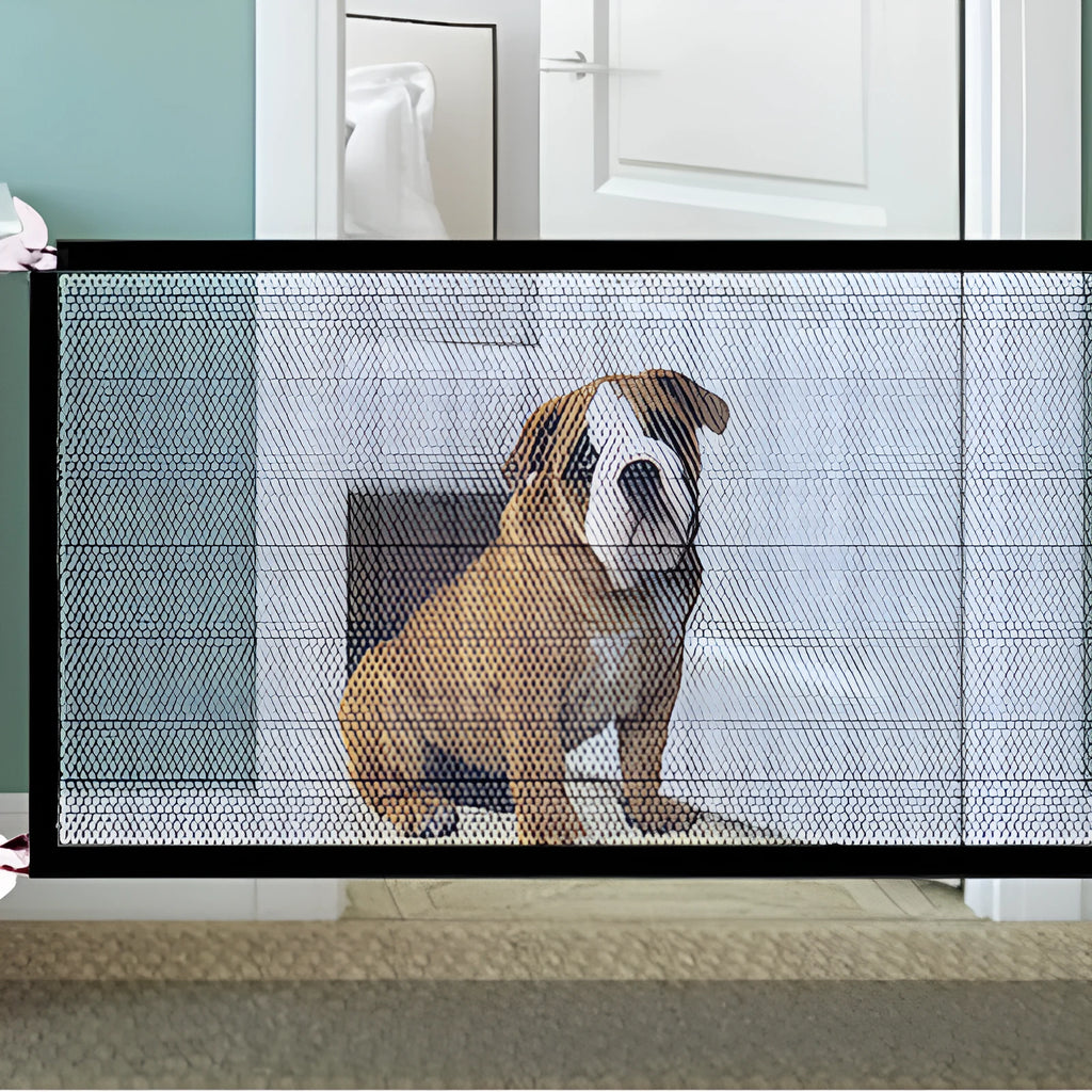 Black nylon foldable pet protection fence for dogs, small size 110x72cm