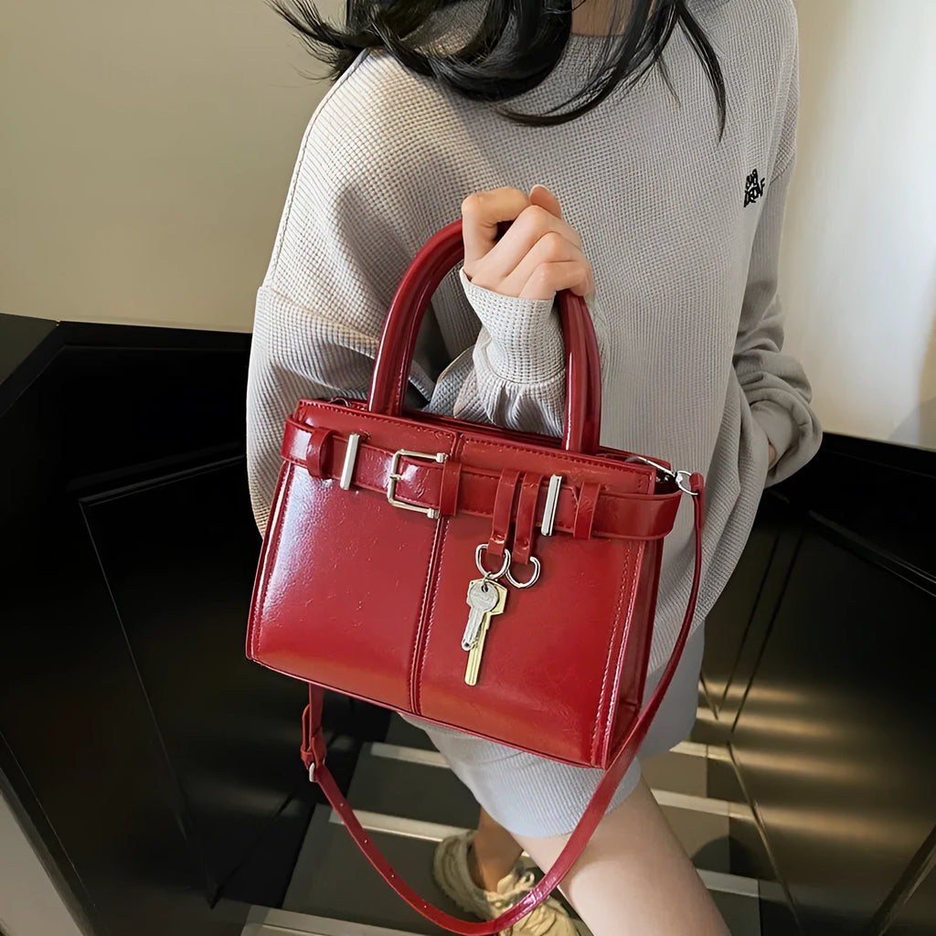 Women's large-capacity crossbody bag in PU, horizontal rectangle shape, 23x9x17cm, available in seven colours