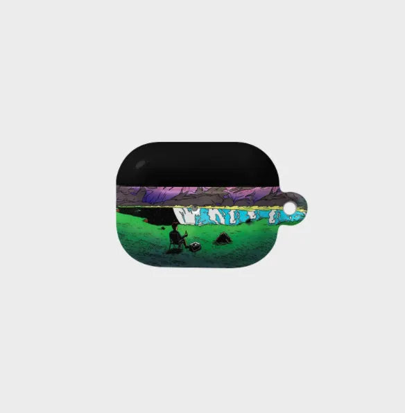 Green plastic hard headphone case for Apple AirPods 2, 3, 4, Pro and Pro 2nd Generation, Cosmic Vacation design