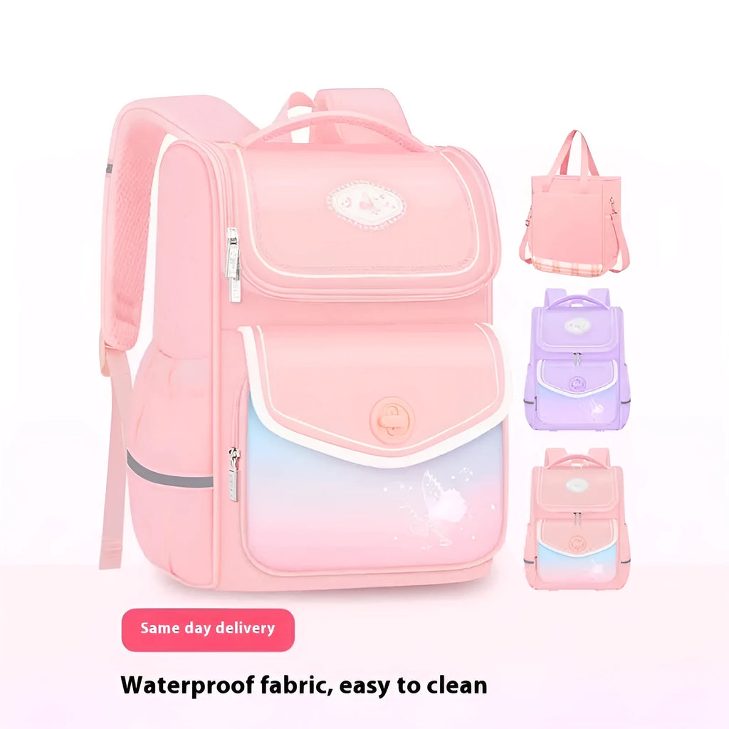 Girls' schoolbag in pink, purple or green Oxford cloth with large capacity for primary school years 1-6