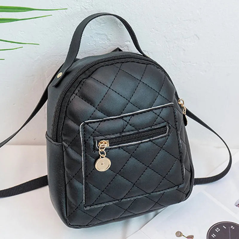 Hard Korean-style backpack with embroidery detail measuring 16x7x19cm in pink colour