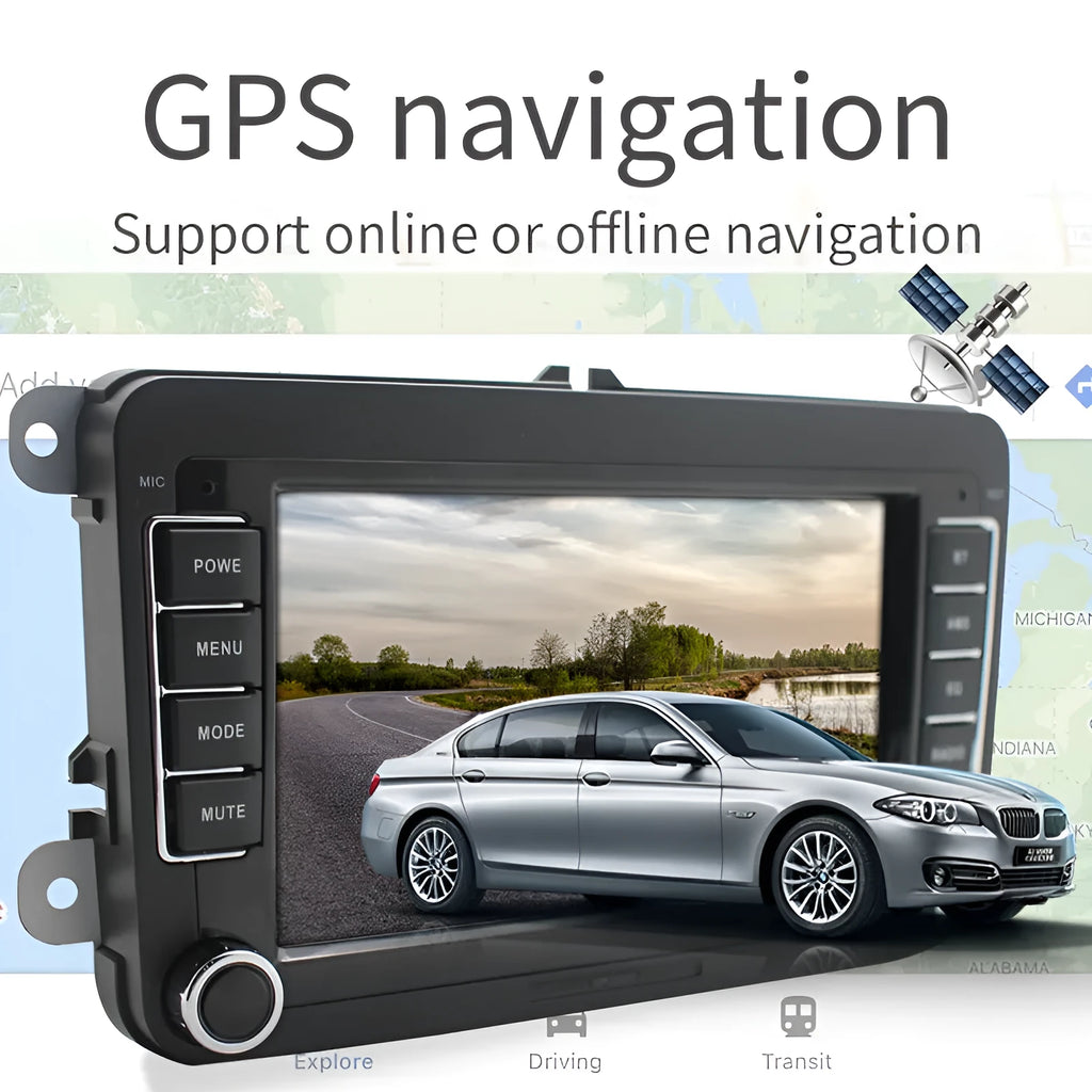 7-inch Android car player for Volkswagen with touchscreen and connectivity ports