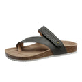 A pair of solid-colour flat toe ring flip-flops with a thick foam sole, shown in blue.