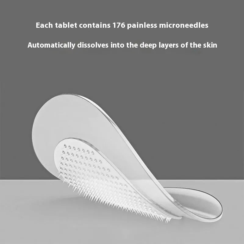 Soluble hyaluronic acid invisible microneedle acne patch sheet with 9 individual 14mm patches.