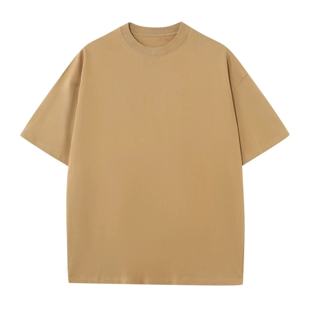 Men's pure cotton short sleeve round neck loose t-shirt, available in multiple colours, on plain background