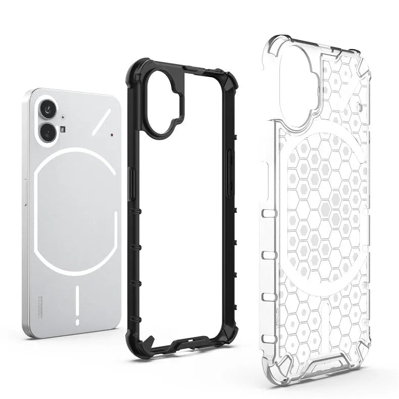 Honeycomb transparent drop-resistant phone case for Nothing Phone 1 and Nothing Phone 2, back cover with anti-fall design