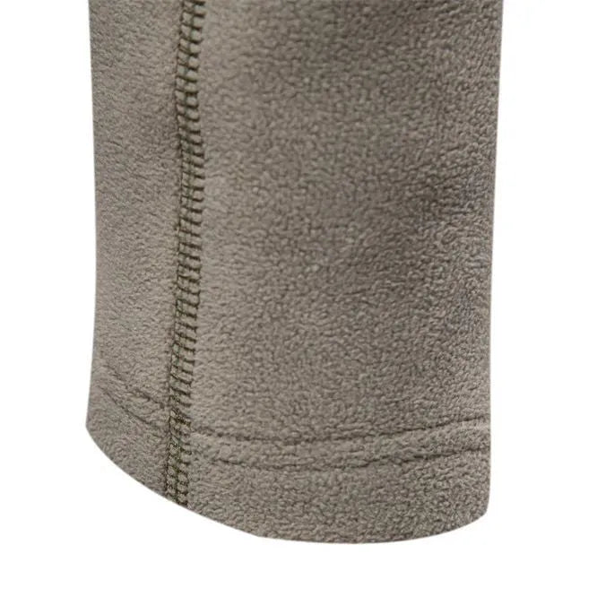 Men's stand-collar zippered sweatshirt with fleece lining in olive green, front view