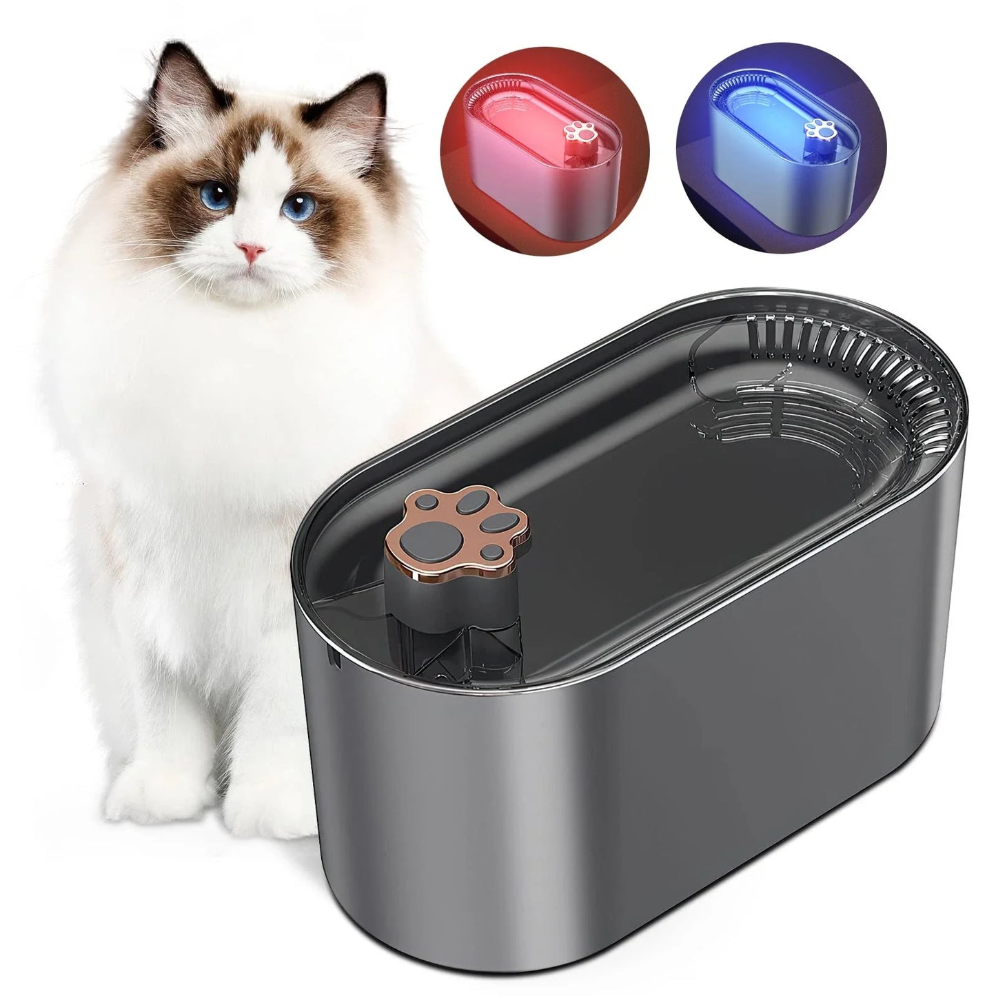 Quiet, Efficient Pet Water Fountain with LED Lights and 3-Liter Capacity for Cats and Dogs