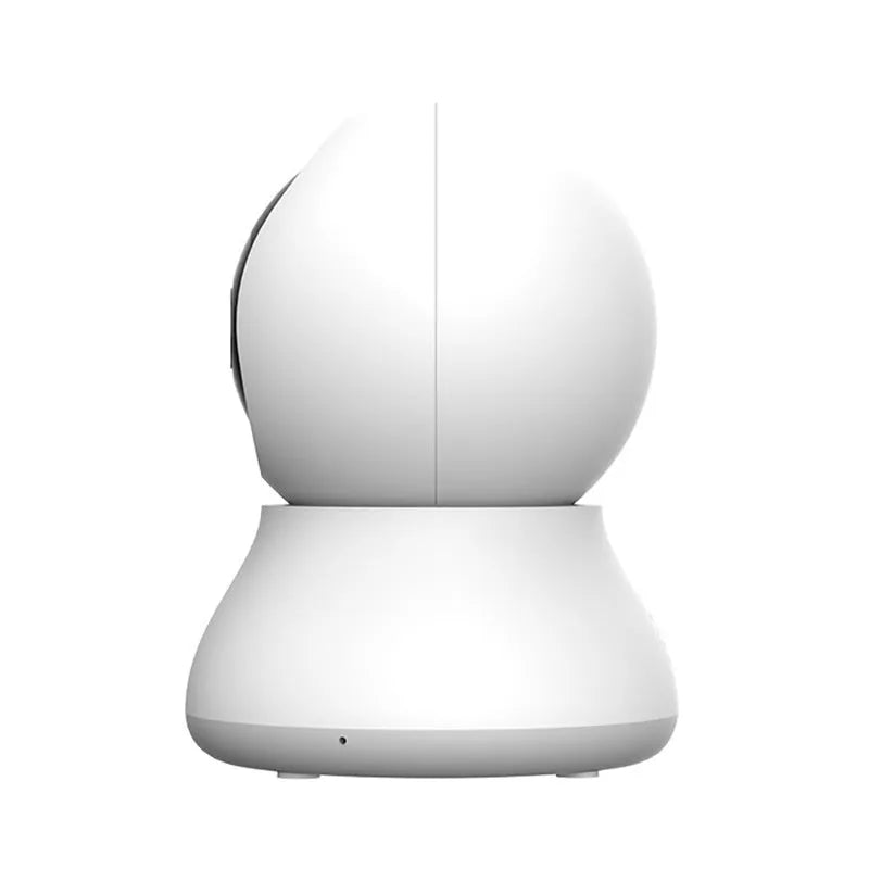 White HD smart camera for indoor panoramic monitoring with remote conversation and storage options