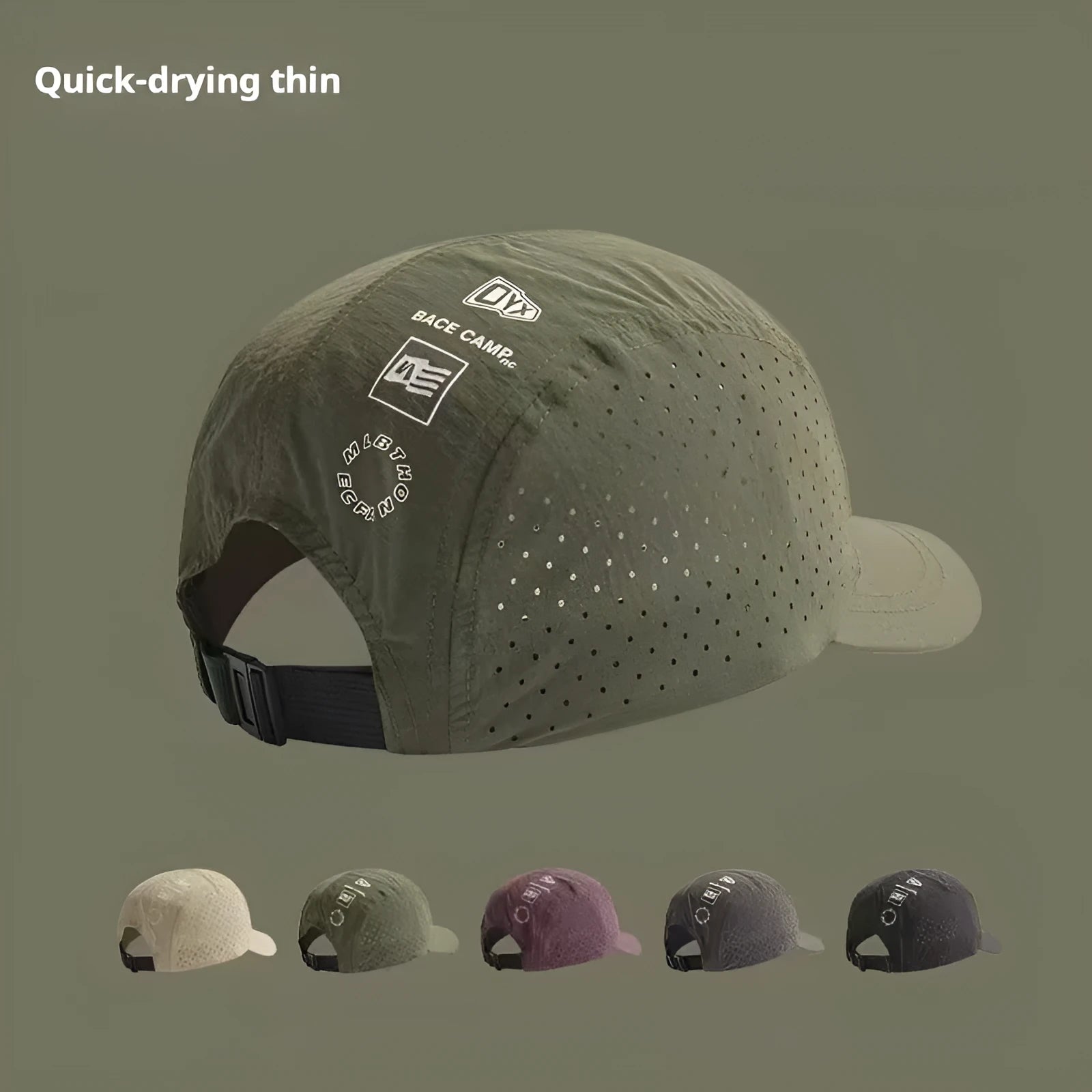 Men's adjustable dome crown baseball cap in breathable mesh fabric, shown in purple colour.