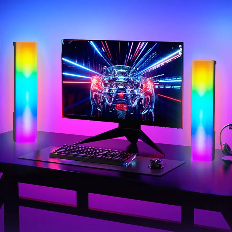 3D RGB light pick-up table lamp with voice-activated rhythm lighting for PC gaming and home decor