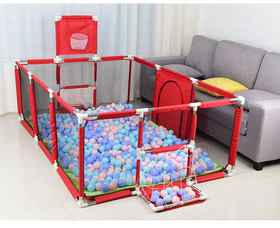 Children's playpen tent with steel frame and Oxford cloth fabric in large blue colour