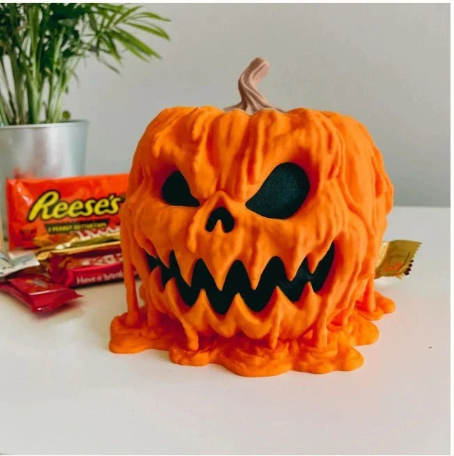 Spooky Pumpkin Candy Bowl with Lid - Reusable Decorative Halloween Candy Dish