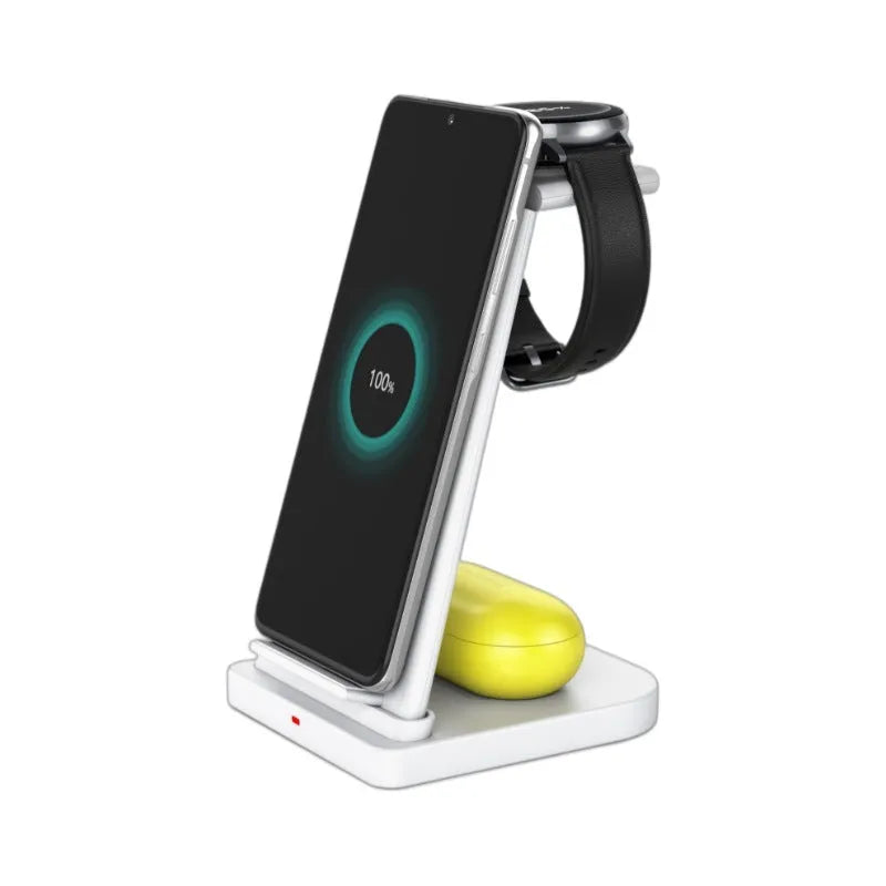 Three-in-one disassembly wireless charger for Samsung devices in black plastic with Type-C interface
