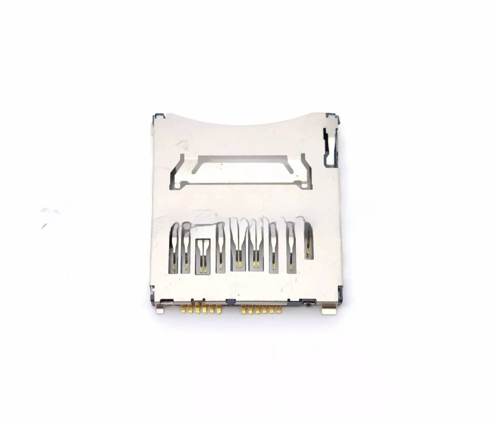 Alloy camera memory card slot replacement component showing metal construction