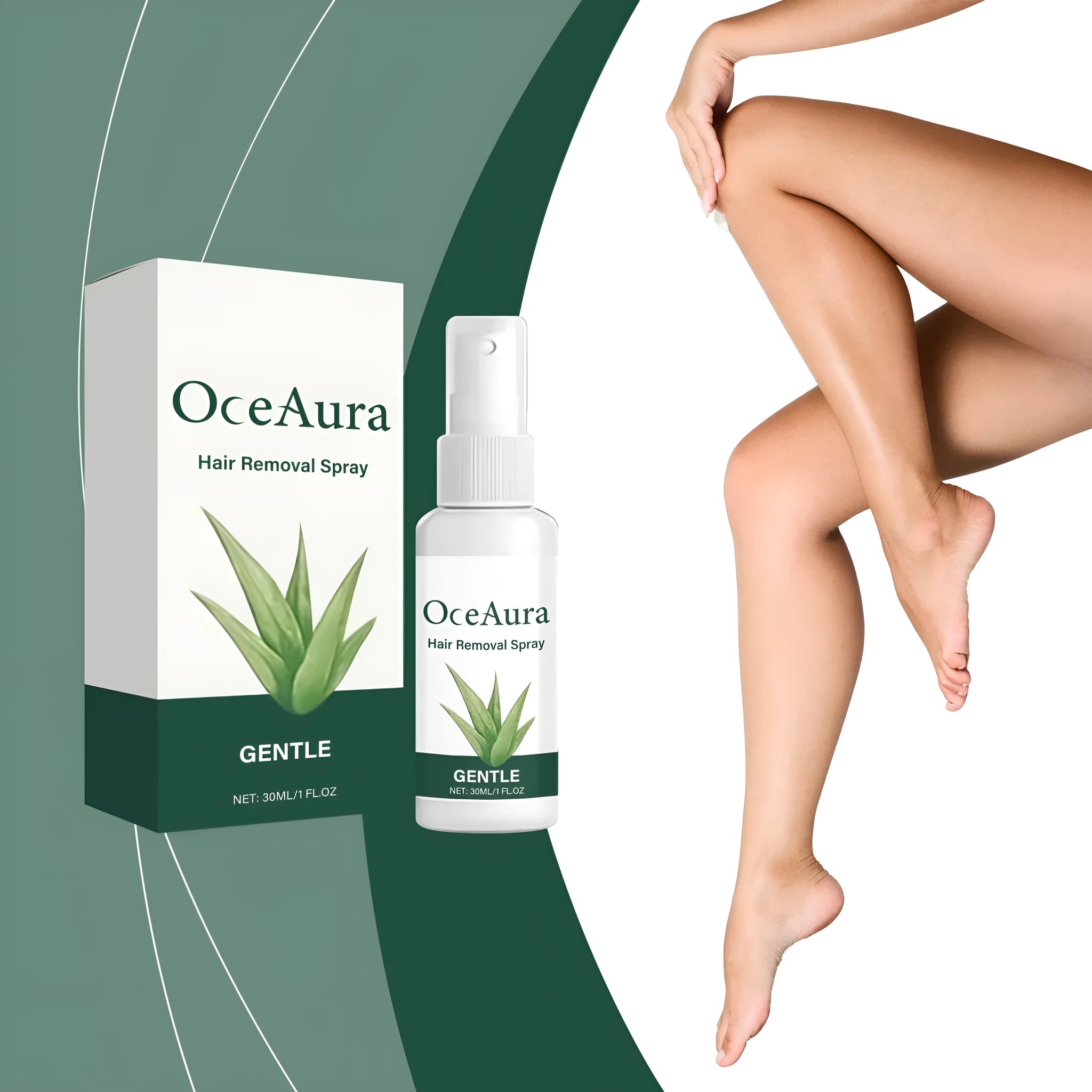30ml bottle of silky moisturising hair removal spray with spray nozzle