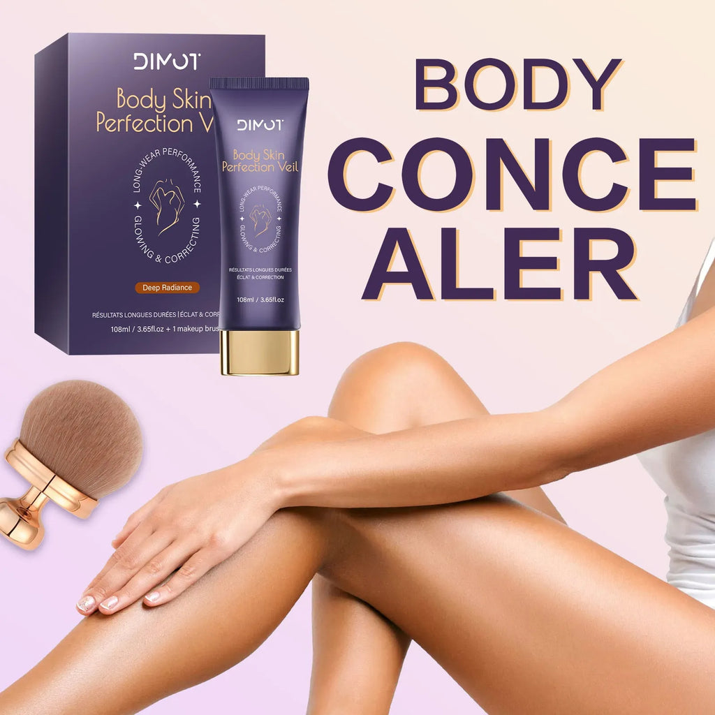 Waterproof body concealer cream with brush applicator for tattoo and birthmark coverage