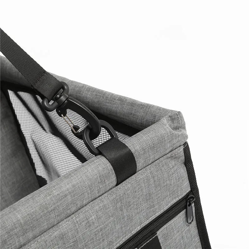 Cloth grey car pet seat cushion with safety straps for dogs, anti-dirty rear seat protector