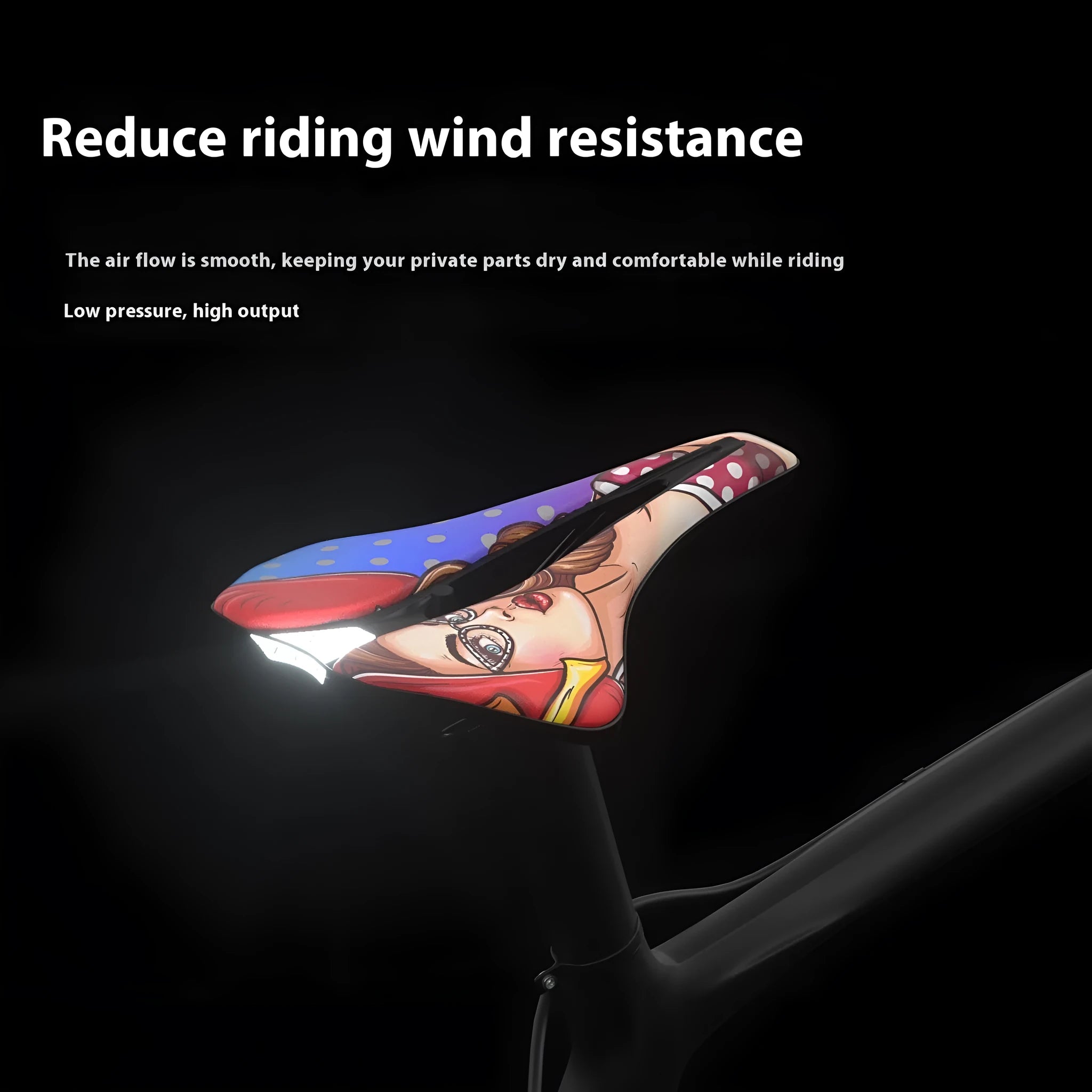 Bike saddle with ultra-light EVA cushion and hollow comfort design in PU leather