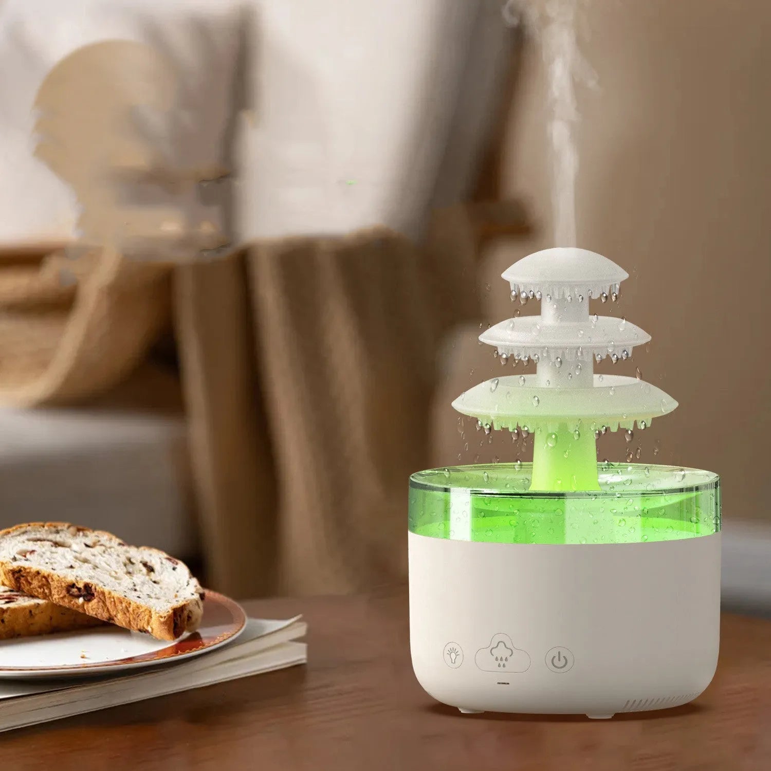 New Cloud Rain Air Humidifier with 7 colour atmosphere light and 500ml capacity in white