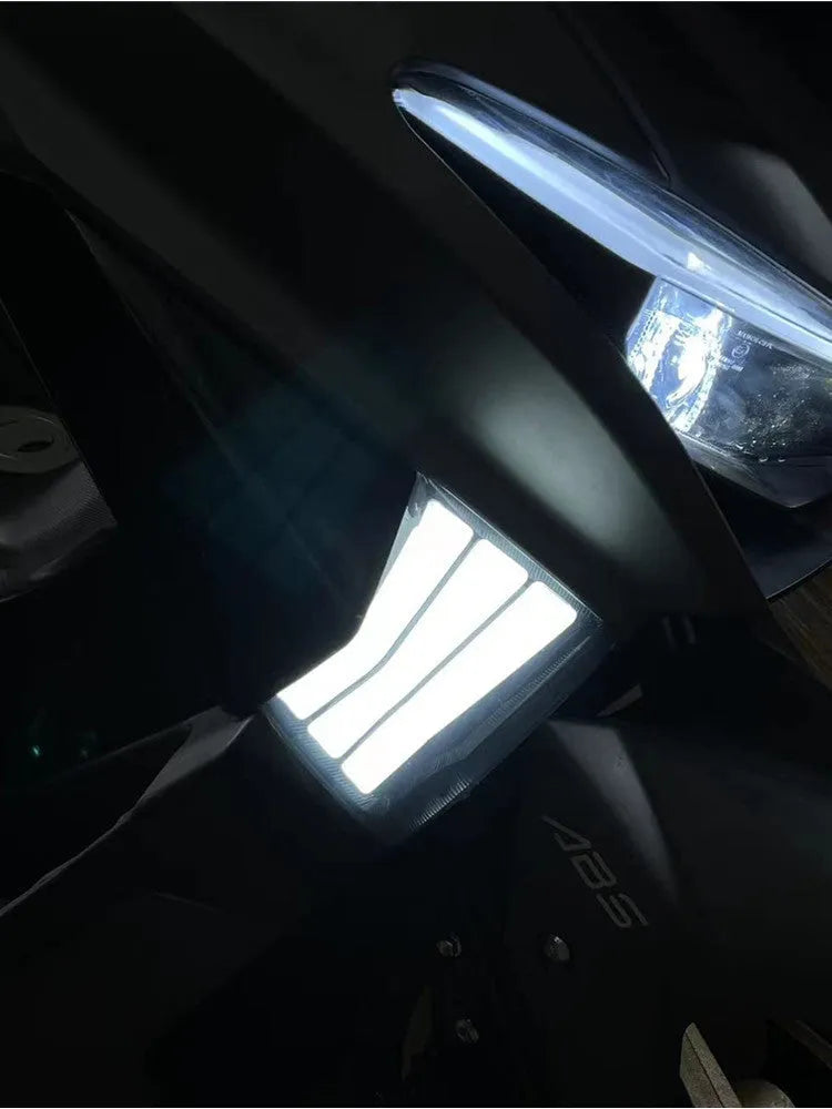 Two yellow LED cornering indicator lights for Tianying TS150 motorcycle retrofit kit.