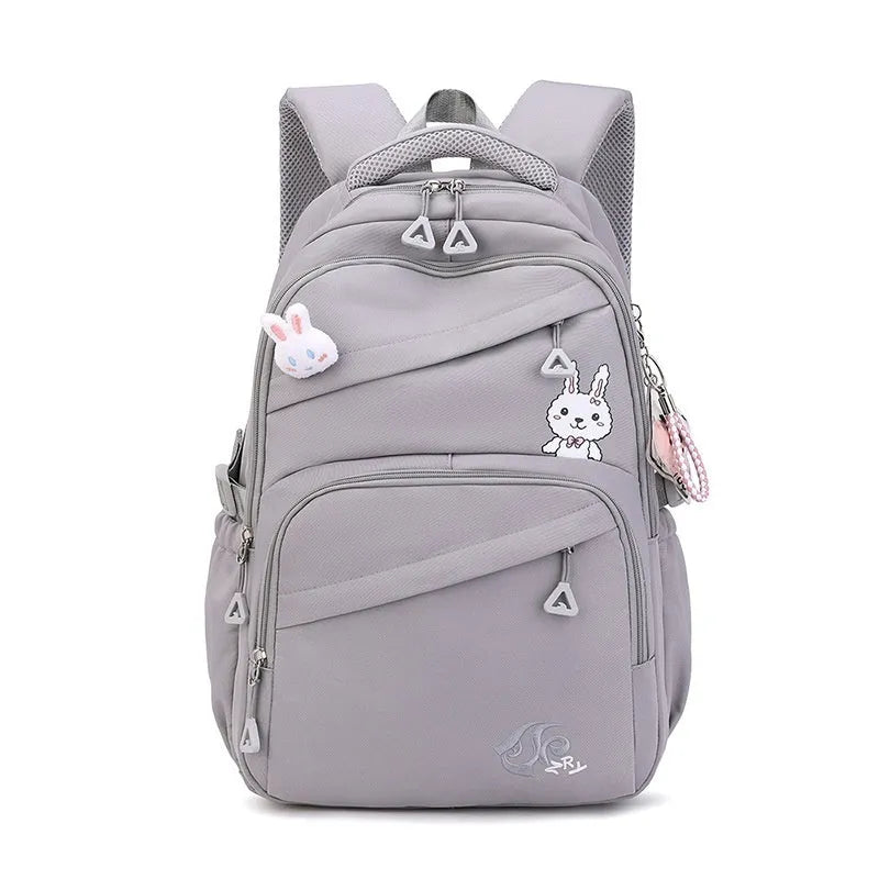 Oxford cloth schoolbag for primary school girls solid colour blue black light gray purple pink