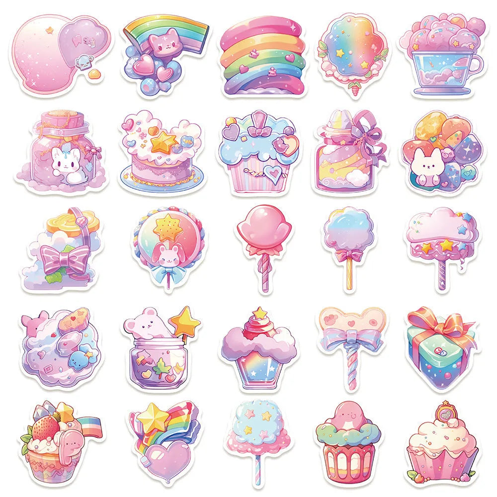 Fresh candy coloured decorative waterproof stickers in cute small object designs