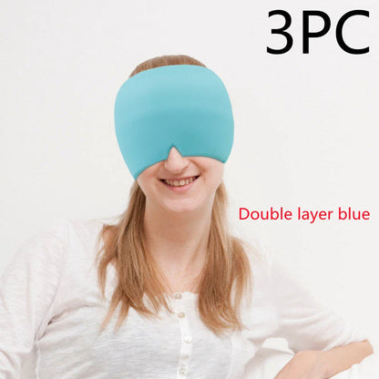 Soothing ice gel eye mask for headache relief, featuring a cooling gel pack and premium elastic cloth for a comfortable fit