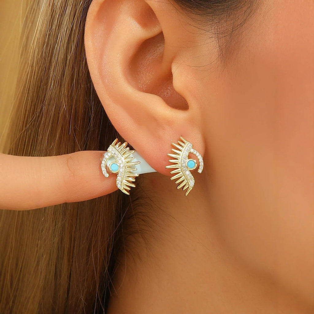 Simple Devil's Eye dangle drop earrings in alloy metal, available in Style1 and Style2