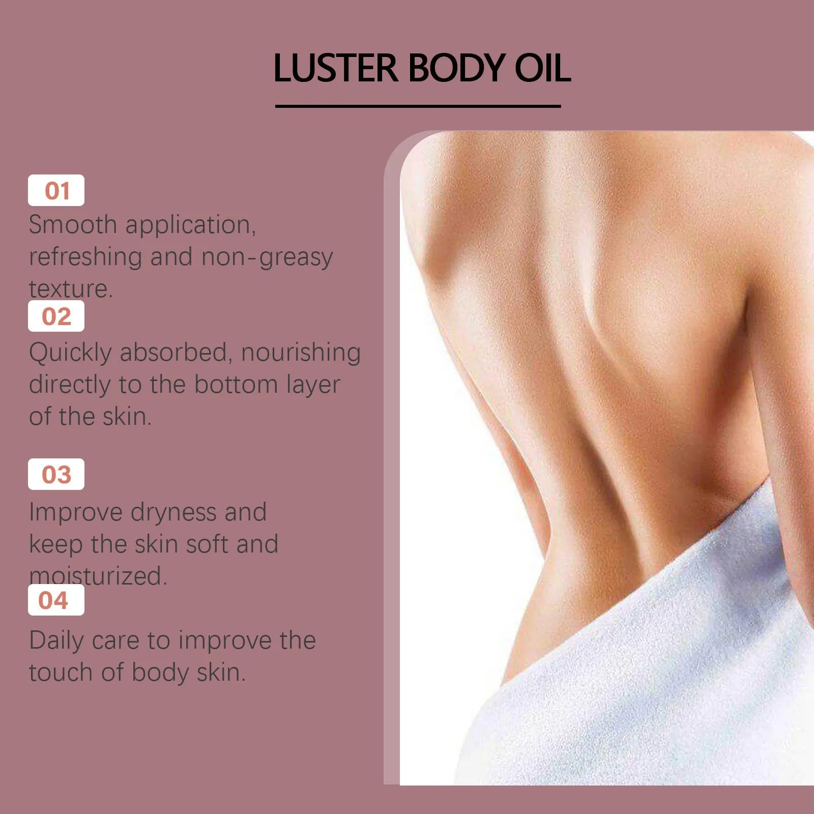 Gloss Care Body Massage Oil 100ml bottle with natural oils including jojoba, almond, camellia and grape seed