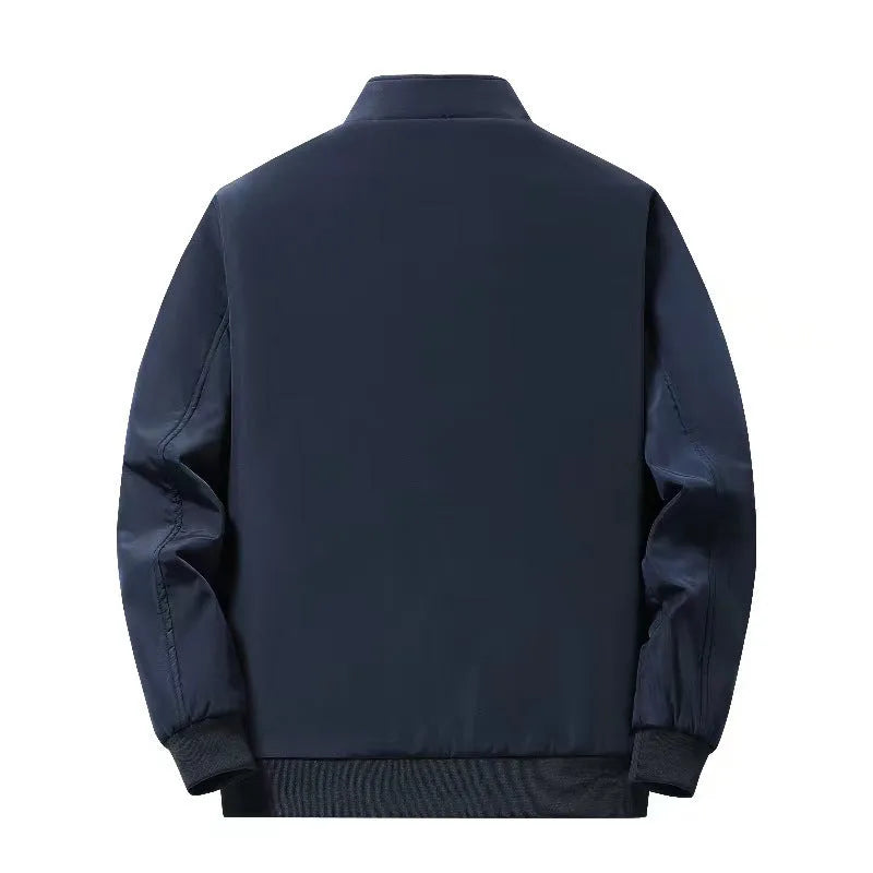 Men's thickened polyester fibre winter coat in black, oversized fit, front view