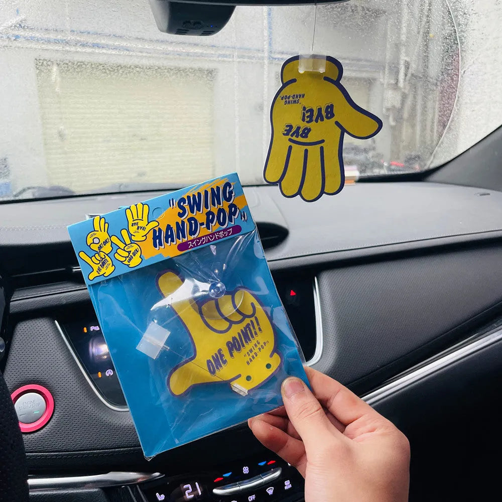 Swinging cartoon car air freshener ornament with jasmine green tea scent in multiple colour options