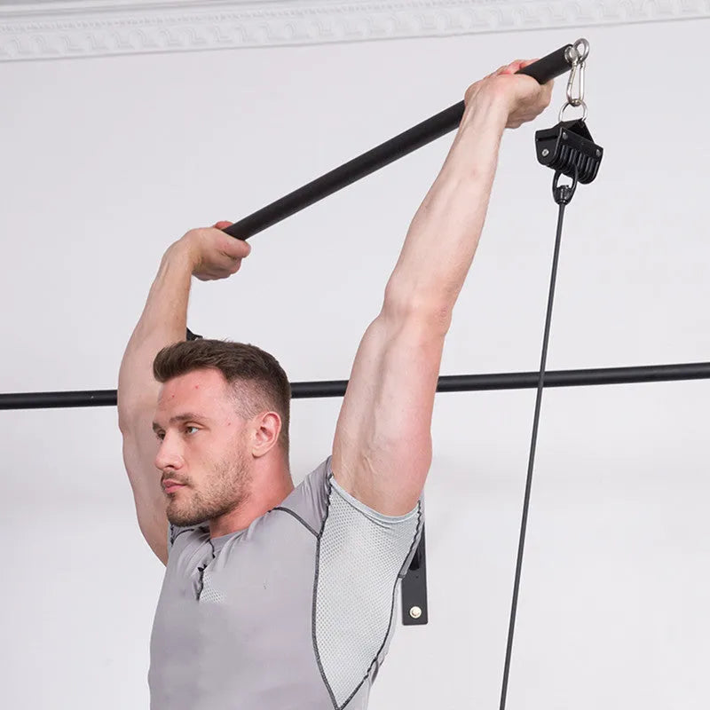 Gym equipment Pilates stick handle accessory with a bearing ring, shown in two length options.